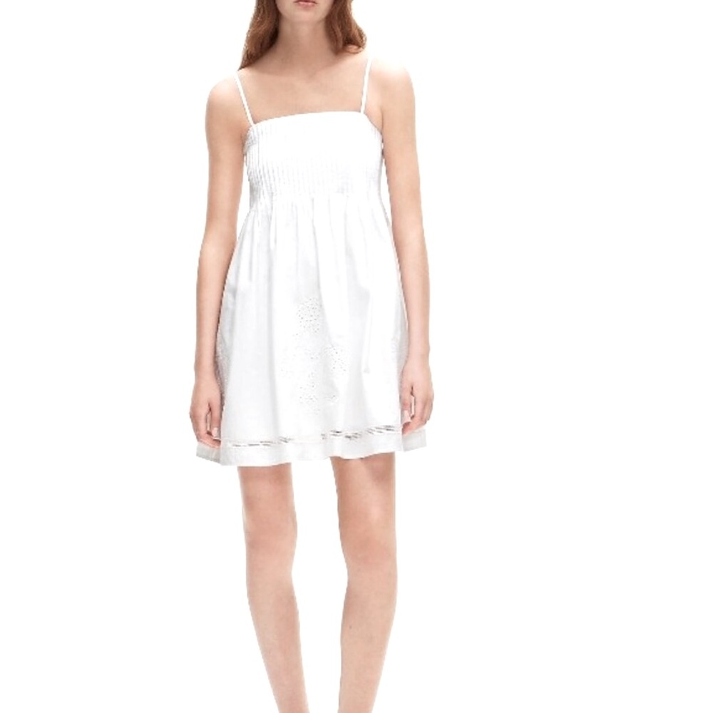 J.crew pintuck mini dress in cotton poplin White Spaghetti Strap  Women size M